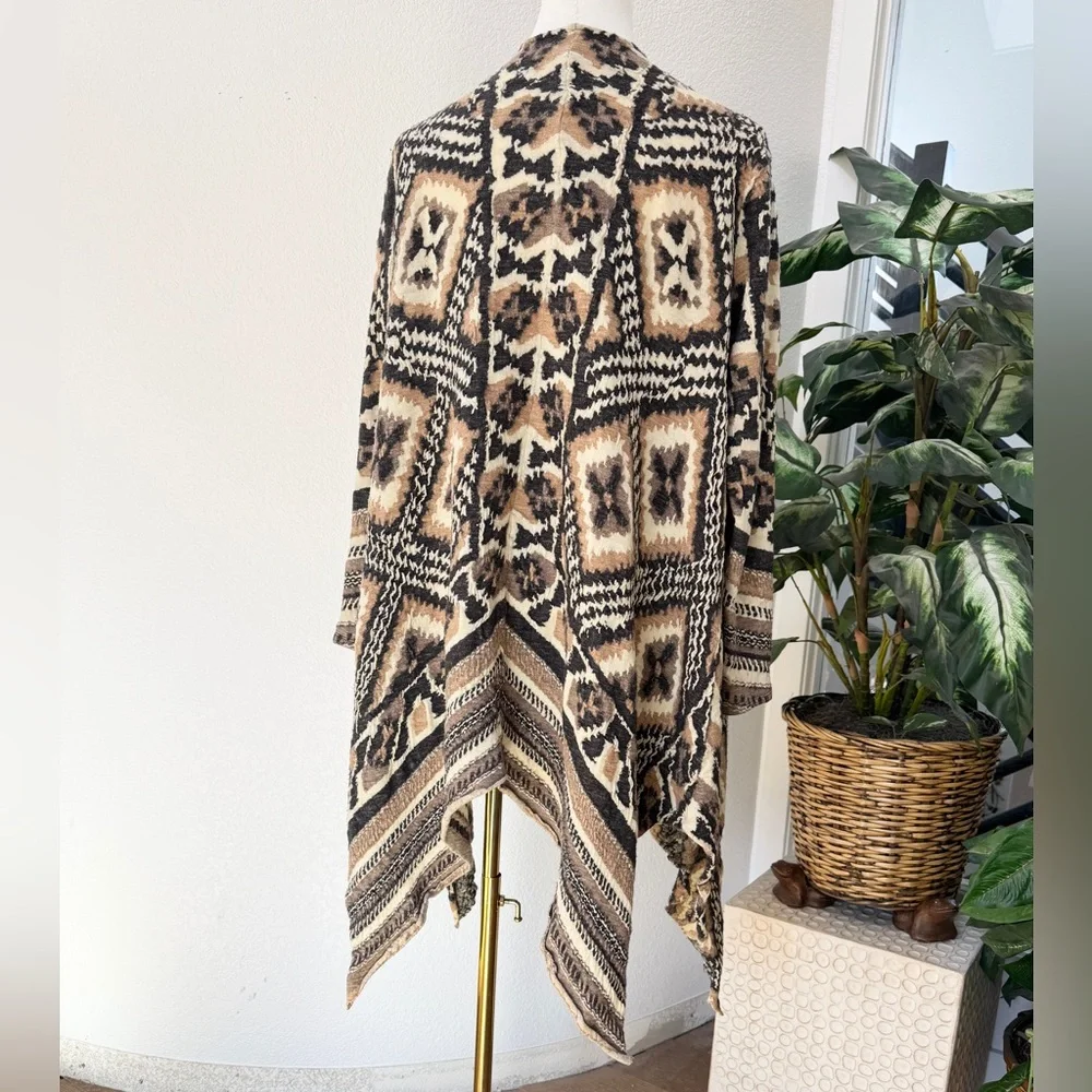 Free People Aztec Bohemian Southwestern Knit Cardigan Sweater S Wool Blend